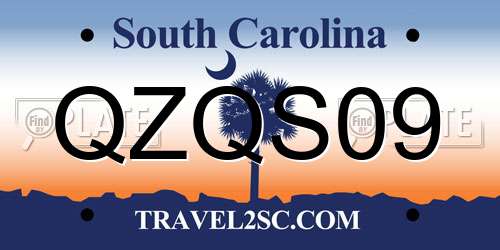 QZQS09 South Carolina License Plate