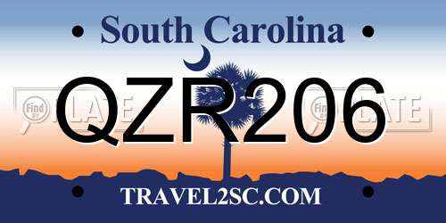QZR206 South Carolina License Plate
