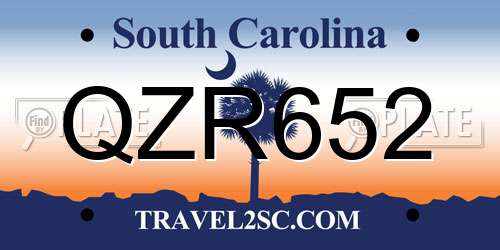 QZR652 South Carolina License Plate