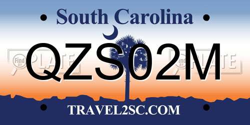 QZS02M South Carolina License Plate