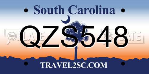 QZS548 South Carolina License Plate