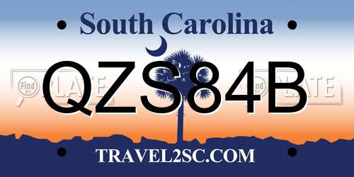 QZS84B South Carolina License Plate
