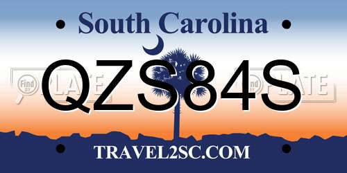QZS84S South Carolina License Plate