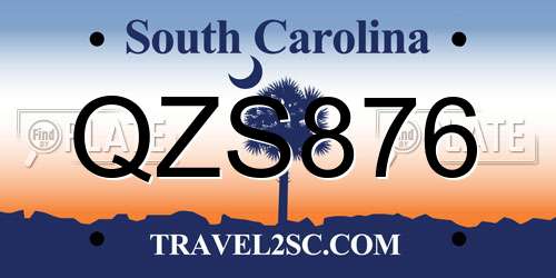 QZS876 South Carolina License Plate