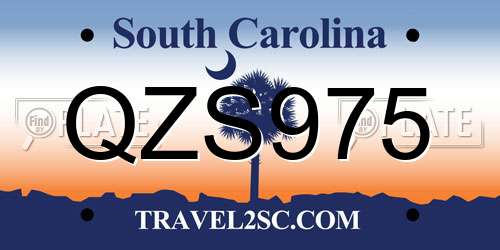 QZS975 South Carolina License Plate
