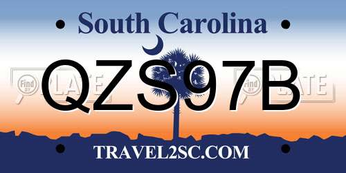 QZS97B South Carolina License Plate