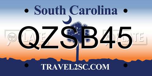 QZSB45 South Carolina License Plate