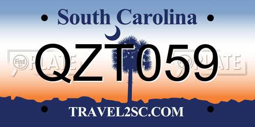 QZT059 South Carolina License Plate