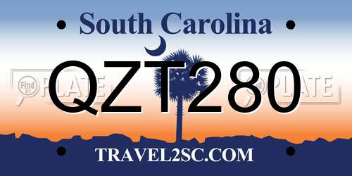 QZT280 South Carolina License Plate