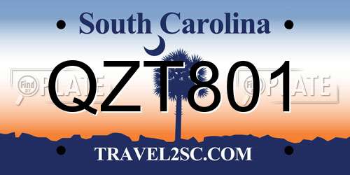 QZT801 South Carolina License Plate