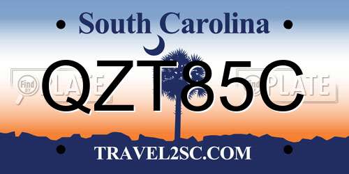 QZT85C South Carolina License Plate