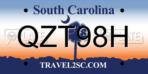 QZT98H South Carolina License Plate