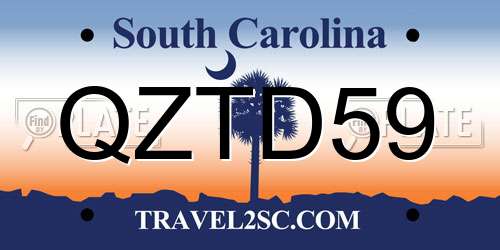 QZTD59 South Carolina License Plate