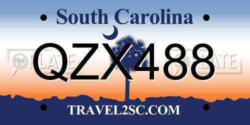 QZX488 South Carolina License Plate