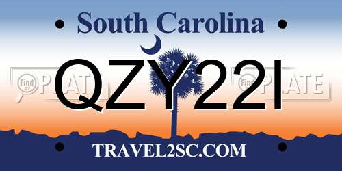 QZY22I South Carolina License Plate