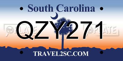 QZY271 South Carolina License Plate