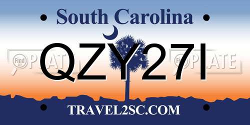 QZY27I South Carolina License Plate