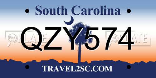 QZY574 South Carolina License Plate