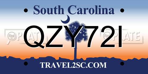 QZY72I South Carolina License Plate