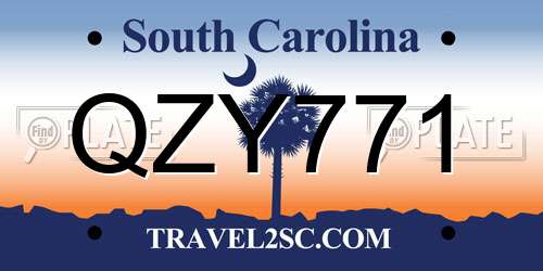 QZY771 South Carolina License Plate