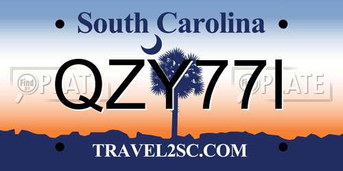 QZY77I South Carolina License Plate