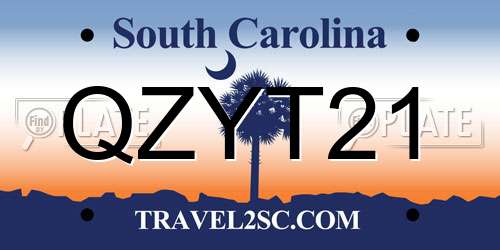 QZYT21 South Carolina License Plate