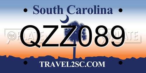 QZZ089 South Carolina License Plate