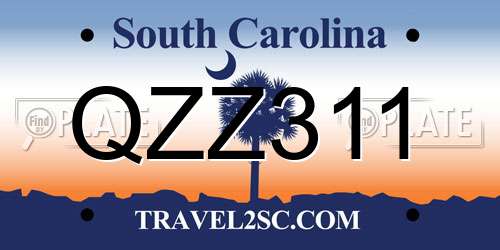 QZZ311 South Carolina License Plate