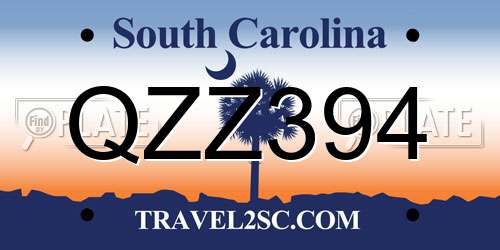 QZZ394 South Carolina License Plate