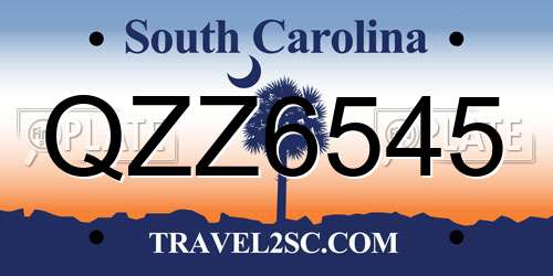 QZZ6545 South Carolina License Plate