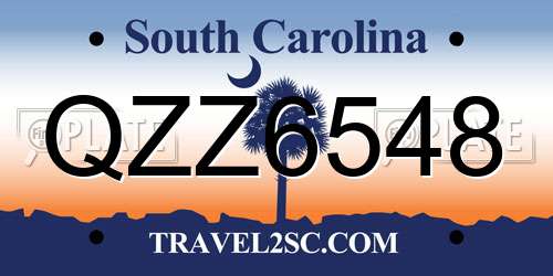 QZZ6548 South Carolina License Plate