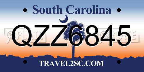 QZZ6845 South Carolina License Plate