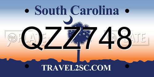 QZZ748 South Carolina License Plate