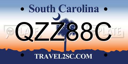 QZZ88C South Carolina License Plate