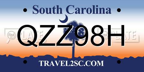 QZZ98H South Carolina License Plate