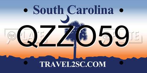 QZZO59 South Carolina License Plate