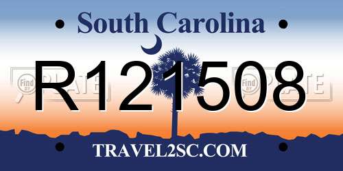 R121508 South Carolina License Plate
