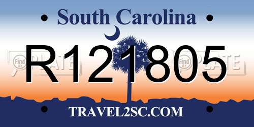 R121805 South Carolina License Plate