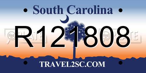 R121808 South Carolina License Plate