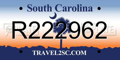 R222962 South Carolina License Plate