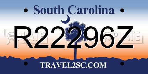 R22296Z South Carolina License Plate