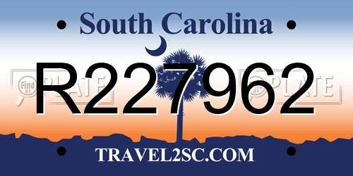 R227962 South Carolina License Plate