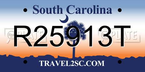 R25913T South Carolina License Plate