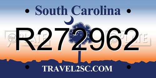 R272962 South Carolina License Plate