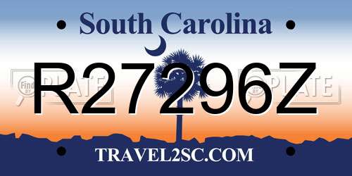 R27296Z South Carolina License Plate