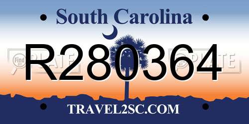 R280364 South Carolina License Plate