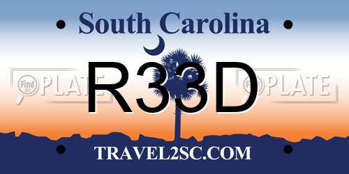 R33D South Carolina License Plate