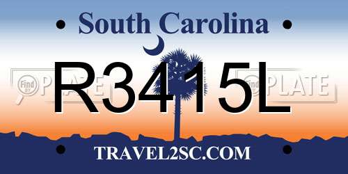 R3415L South Carolina License Plate