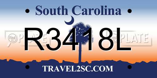 R3418L South Carolina License Plate