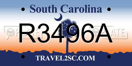R3496A South Carolina License Plate